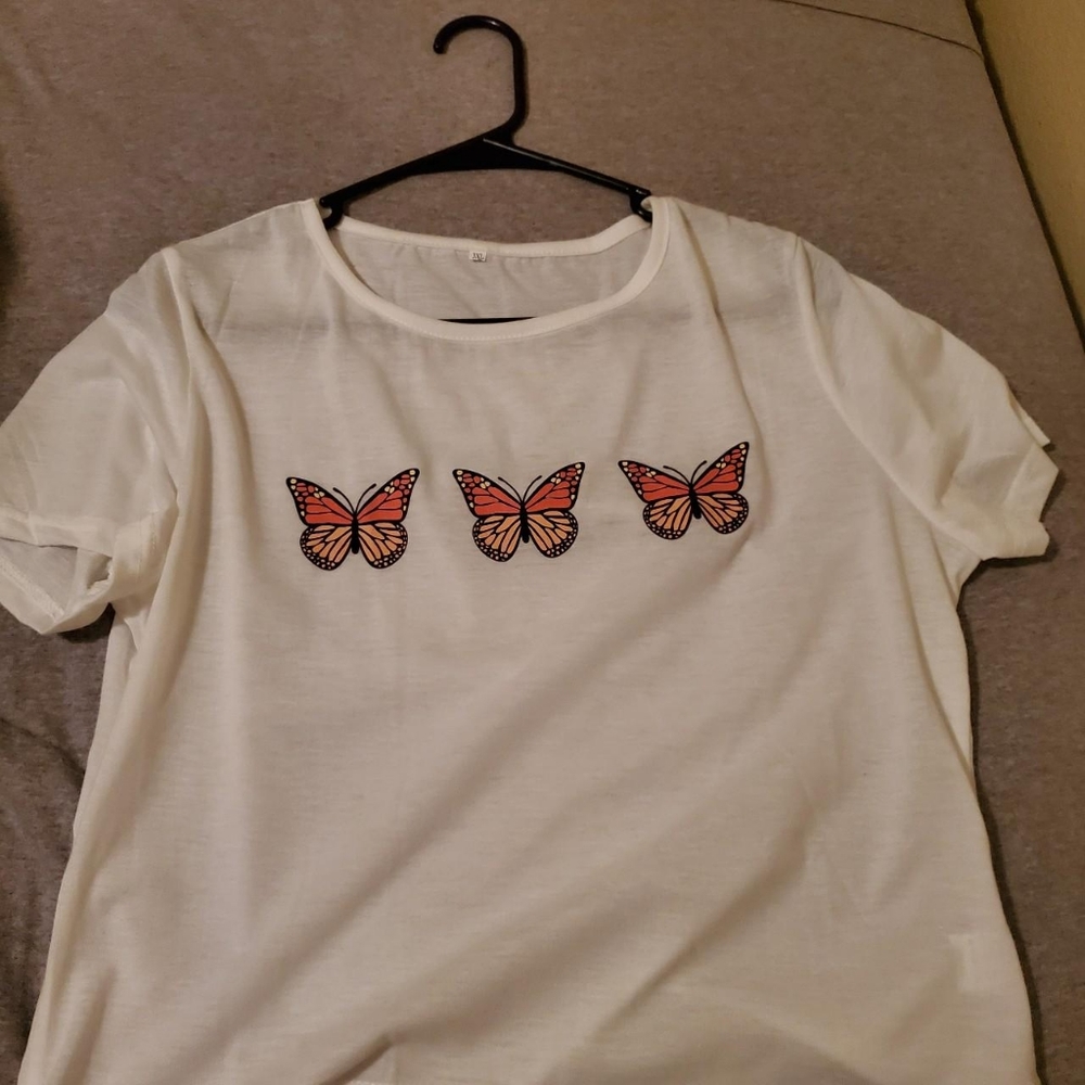 COPY - Butterfly see through crop top *READ DESCRIPTION*